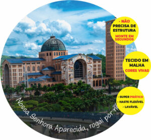 Painel Redondo 3D Nossa Senhora Aparecida Abre Fácil Tecido 1,50m X 1,50m