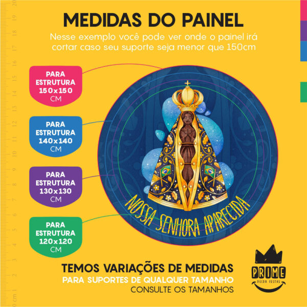 Kit Casado Nossa Senhora Aparecida Painel Redondo Trio Capas Cilindro Retangular Vertical Em Tecido - Image 4