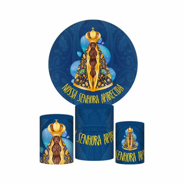 Painel Redondo 3D Nossa Senhora Aparecida Tecido Sublimado 1,50m x 1,50m