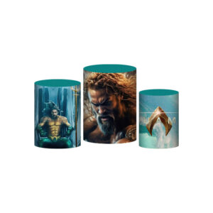 Trio Capa Cilindro Aquaman 3D Em Tecido Com Elástico