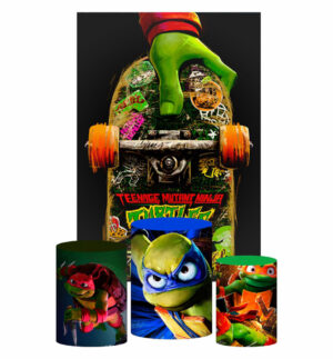 Kit Casado Tartarugas Ninjas Trio Capa Cilindro Retangular Tecido