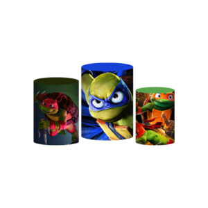 Trio Capa Cilindro Tartarugas Ninjas 3D Em Tecido Com Elástico