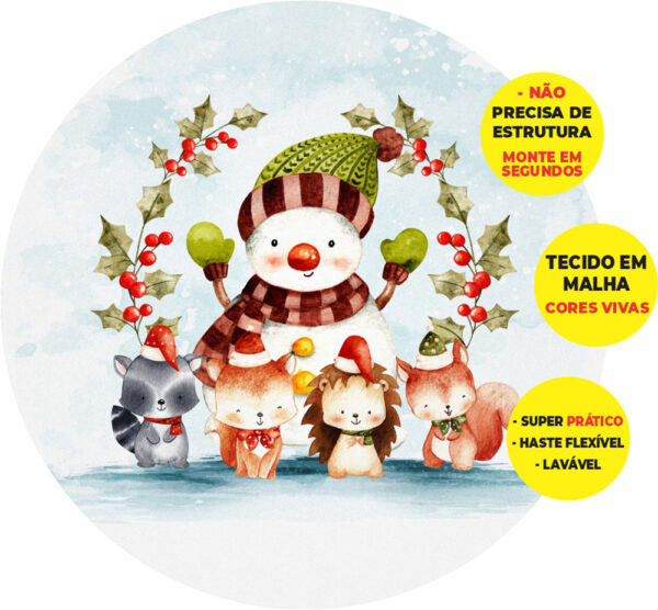 Painel Redondo 3D Natal Abre Fácil Tecido 1,50m X 1,50m