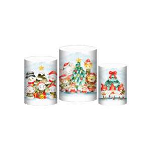 Trio Capa Cilindro Natal  3D Em Tecido Com Elástico
