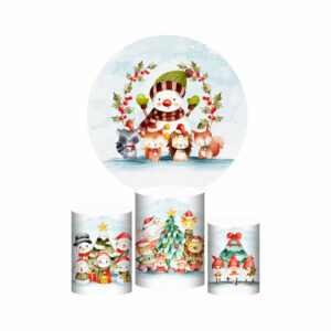 Trio Capa Cilindro + Painel Redondo 3D Natal  1,50m Veste Fácil