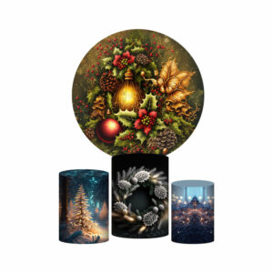 Trio Capa Cilindro + Painel Redondo 3D Natal 1,50m Veste Fácil