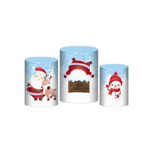 Trio Capa Cilindro Natal 3D Em Tecido Com Elástico