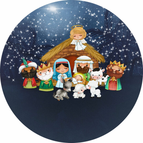 Painel Redondo 3D Natal Tecido Sublimado 1,50m x 1,50m