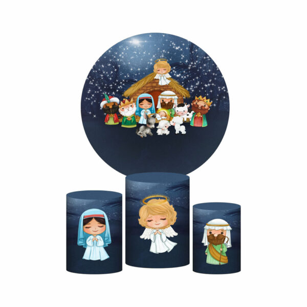 Trio Capa Cilindro + Painel Redondo 3D Natal 1,50m Veste Fácil
