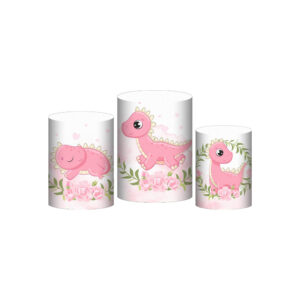 Trio Capa Cilindro Dinossauro Cute 3D Em Tecido Com Elástico
