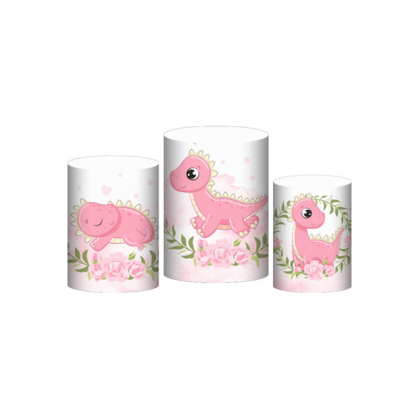 Trio Capa Cilindro Dinossauro Cute 3D Em Tecido Com Elástico