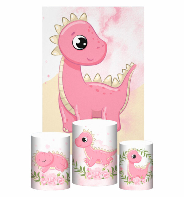 Kit Casado Dinossauro Cute Trio Capa Cilindro Retangular Tecido