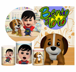 Kit Casado Bento Totó Painel Redondo Trio Capas Cilindro Retangular Vertical Em Tecido