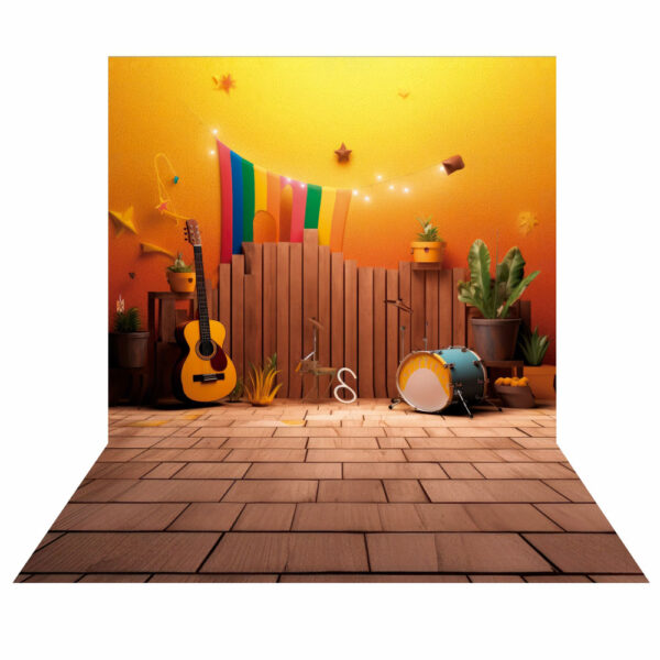 Fundo Fotográfico Cenário Criança Música em Tecido 2,20m x1,50m F194