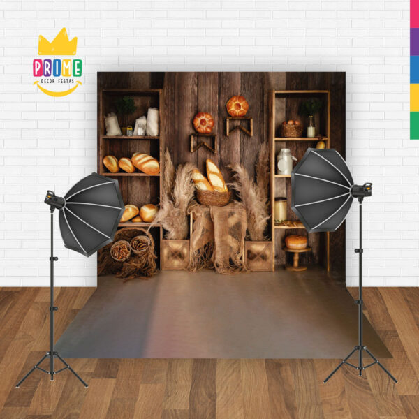 Fundo Fotográfico Cenário Estante Pães Tecido 2,20m x1,50m FF192 - Image 2