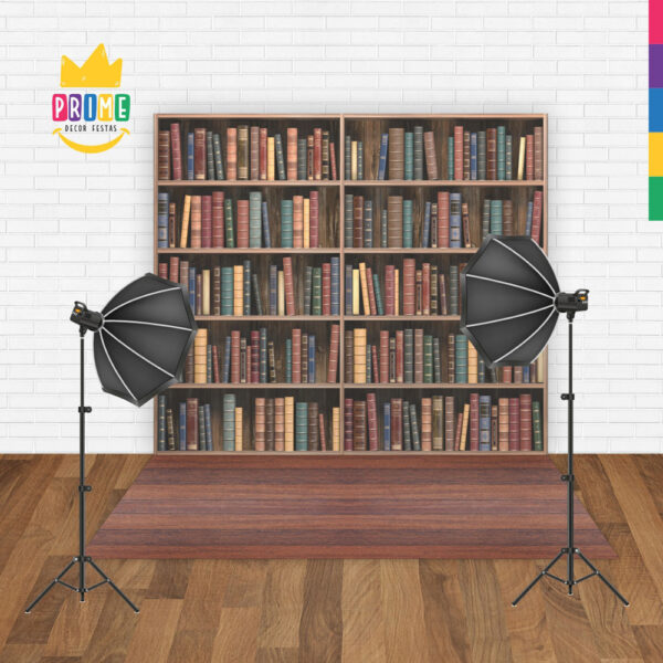 Fundo Fotográfico Cenário Biblioteca Tecido 2,2m x1,5m F180 - Image 2