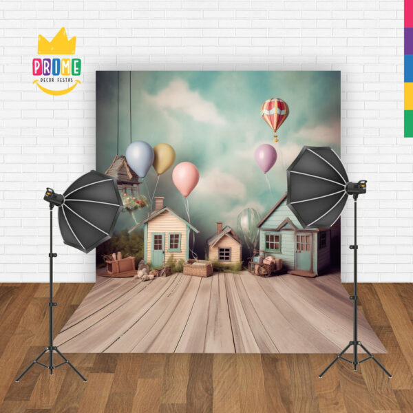 Fundo Fotográfico Cenário Casinhas Tecido 2,2m x1,5m F235 - Image 2