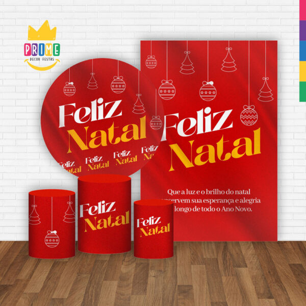 Kit Casado Natal Painel Redondo Trio Capas Cilindro Retangular Vertical Em Tecido - Image 2