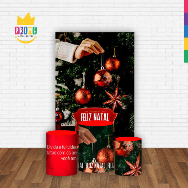 Kit Casado Natal Trio Capa Cilindro Retangular Tecido - Image 2