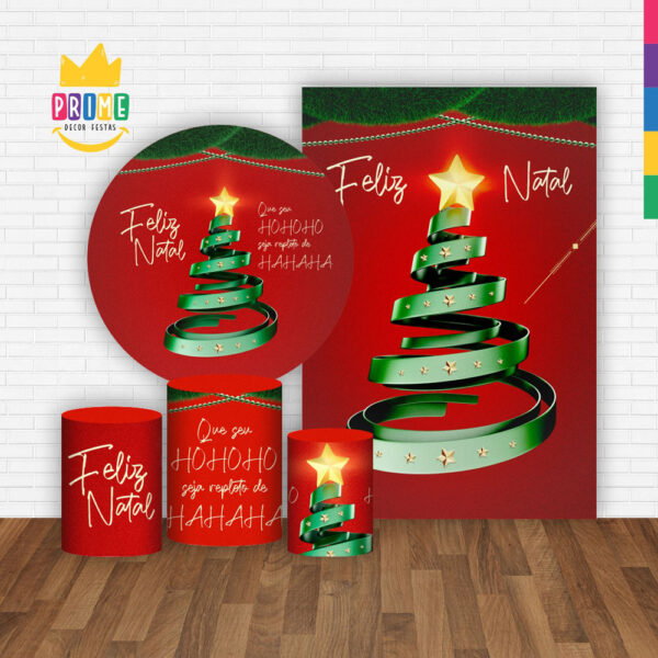 Kit Casado Natal Painel Redondo Trio Capas Cilindro Retangular Vertical Em Tecido - Image 2