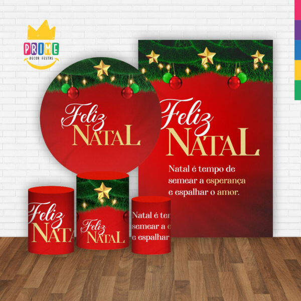 Kit Casado Natal Painel Redondo Trio Capas Cilindro Retangular Vertical Em Tecido - Image 2