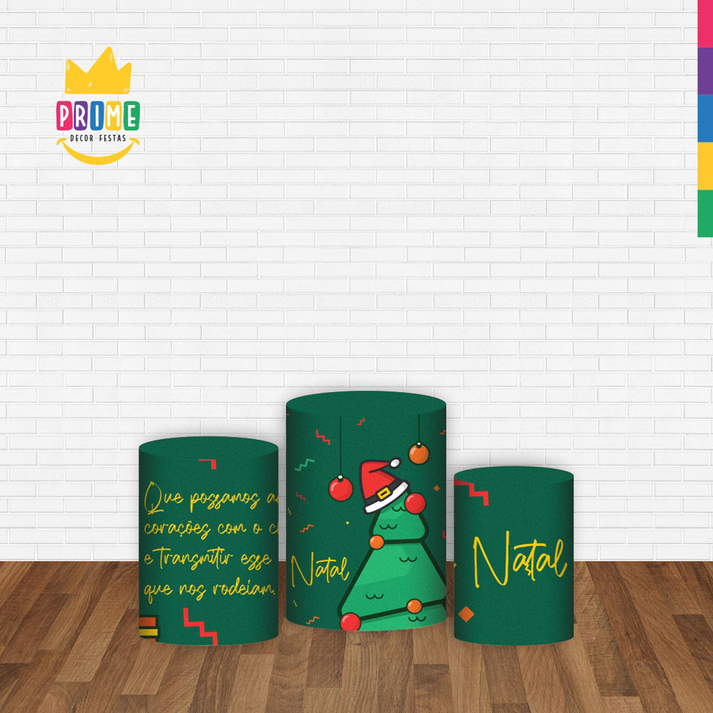 Trio Capa Cilindro Natal 3D Em Tecido Com Elástico - Imagem 2