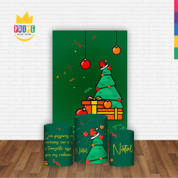 Kit Casado Natal Trio Capa Cilindro Retangular Tecido - Image 2
