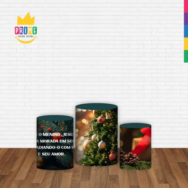 Trio Capa Cilindro Natal 3D Em Tecido Com Elástico - Image 2