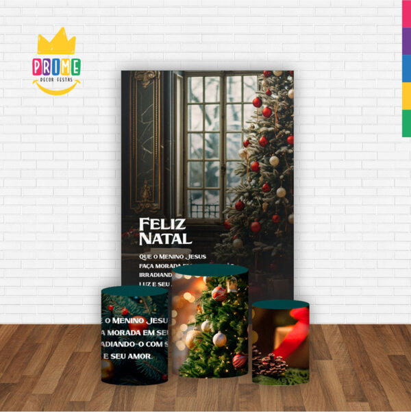 Kit Casado Natal Trio Capa Cilindro Retangular Tecido - Image 2