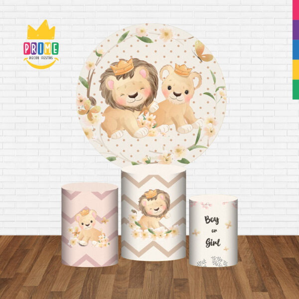 Trio Capa Cilindro + Painel Redondo 3D Leãozinho 1,50m Veste Fácil - Image 2