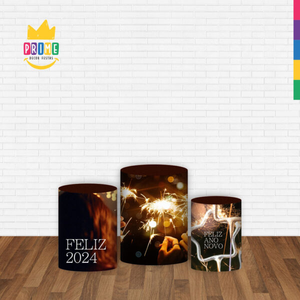 Trio Capa Cilindro Natal 3D Em Tecido Com Elástico - Image 2