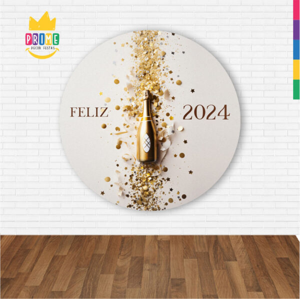 Painel Redondo 3D Ano Novo Abre Fácil Tecido 1,50m X 1,50m - Image 2