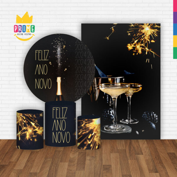 Kit Casado Ano Novo Painel Redondo Trio Capas Cilindro Retangular Vertical Em Tecido - Image 2