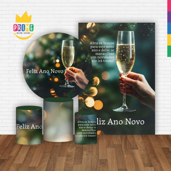 Kit Casado Ano Novo Painel Redondo Trio Capas Cilindro Retangular Vertical Em Tecido - Image 2