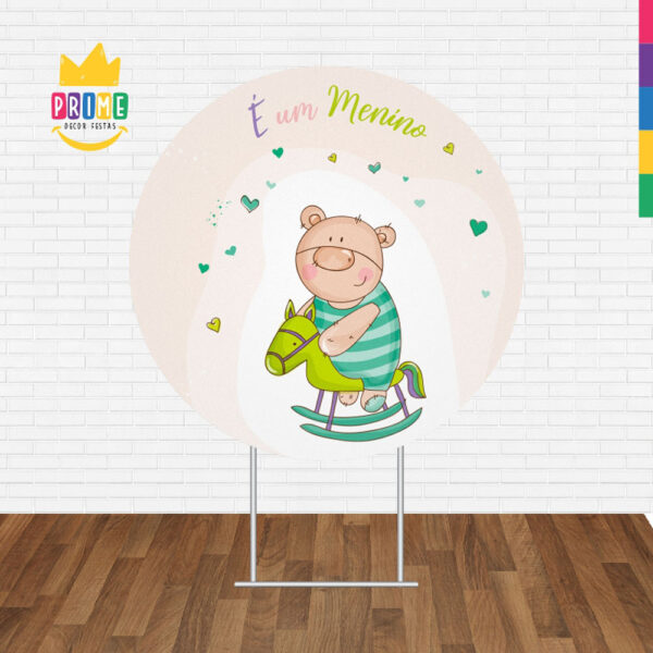 Painel Redondo 3D É Menino Tecido Sublimado 1,50m x 1,50m - Image 2