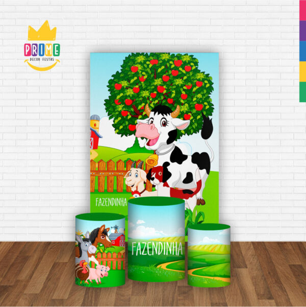 Kit Casado Fazendinha Trio Capa Cilindro Retangular Tecido - Image 2