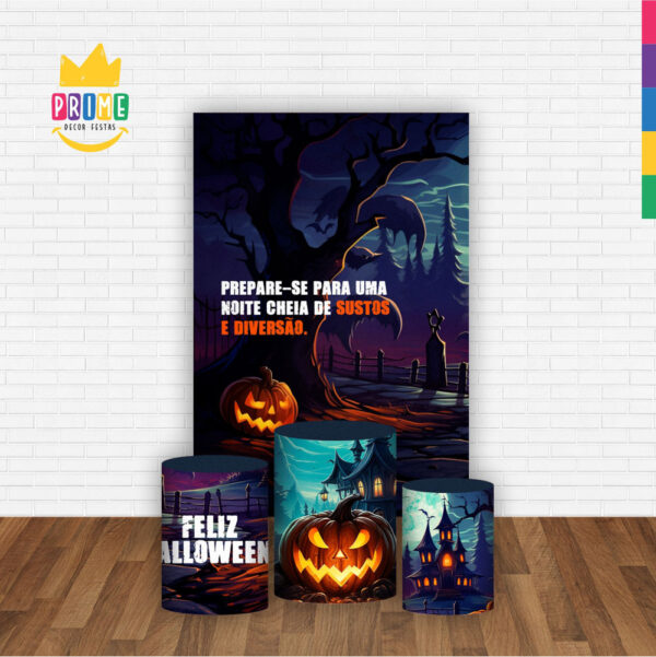 Kit Casado Halloween Trio Capa Cilindro Retangular Tecido - Image 2