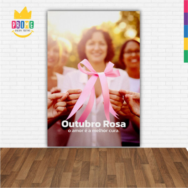 Painel de Festa Retangular 3D Outubro Rosa casadinho 1,50m x 2,20 - Image 2