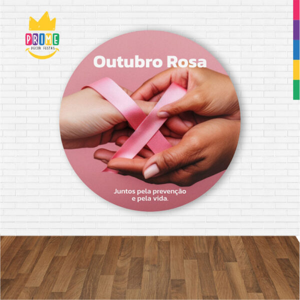 Painel Redondo 3D Outubro Rosa Abre Fácil Tecido 1,50m X 1,50m - Image 2