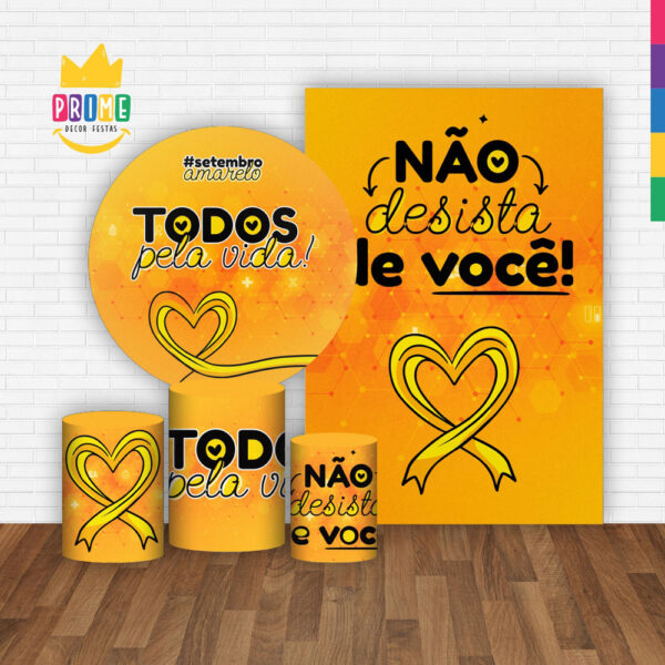 Kit Casado Setembro Amarelo Painel Redondo Trio Capas Cilindro Retangular Vertical Em Tecido - Image 2