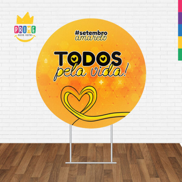 Painel Redondo 3D Setembro Amarelo Tecido Sublimado 1,50m x 1,50m - Image 2