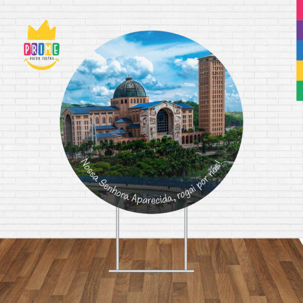 Painel Redondo 3D Nossa Senhora Aparecida Tecido Sublimado 1,50m x 1,50m - Image 2