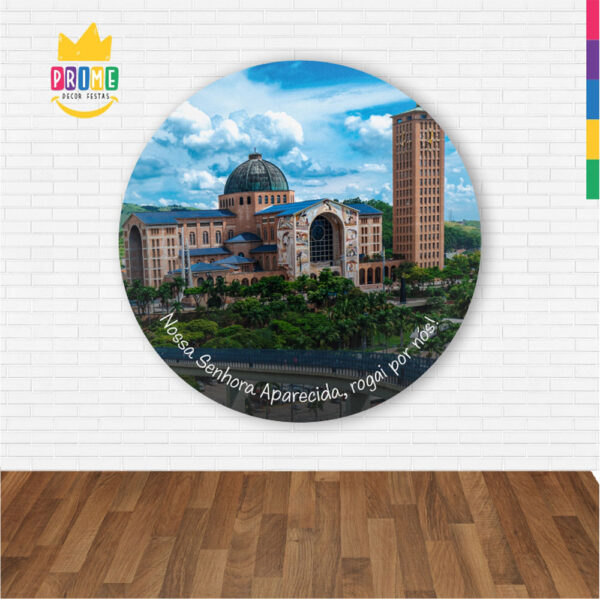 Painel Redondo 3D Nossa Senhora Aparecida Abre Fácil Tecido 1,50m X 1,50m - Image 2