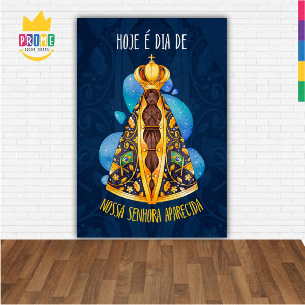 Painel de Festa Retangular 3D Nossa Senhora Aparecida casadinho 1,50m x 2,20 - Image 2