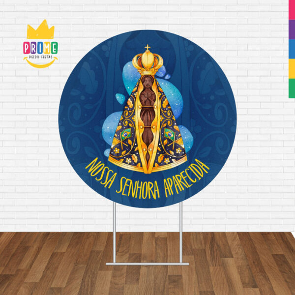 Trio Capa Cilindro + Painel Redondo 3D Nossa Senhora Aparecida 1,50m Veste Fácil - Image 2