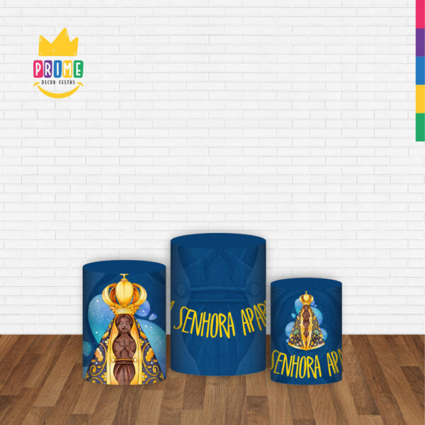 Trio Capa Cilindro Nossa Senhora Aparecida 3D Em Tecido Com Elástico - Image 2