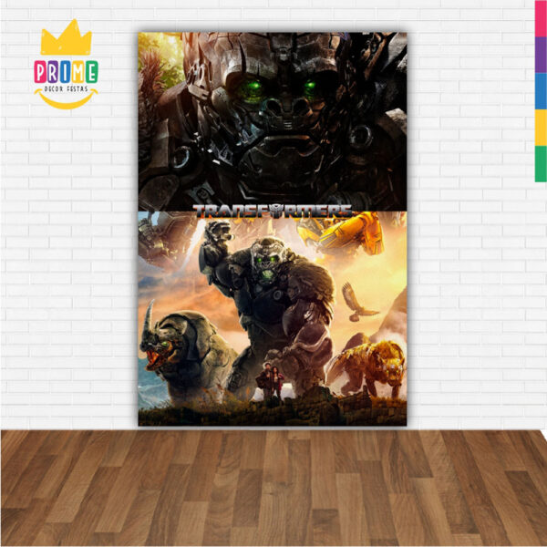 Painel de Festa Retangular 3D Transformers casadinho 1,50m x 2,20 - Image 2