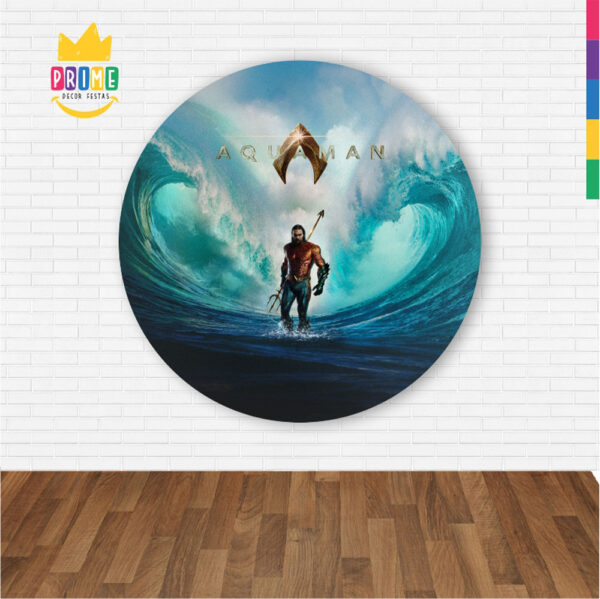 Painel Redondo 3D Aquaman Abre Fácil Tecido 1,50m X 1,50m - Image 2