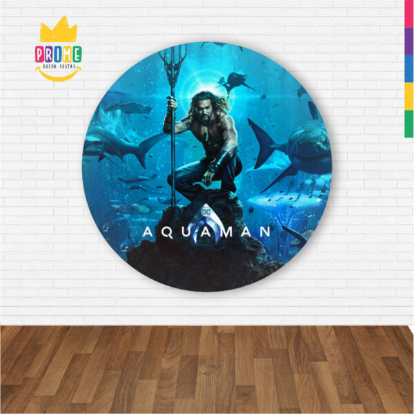 Painel Redondo 3D Aquaman Abre Fácil Tecido 1,50m X 1,50m - Image 2