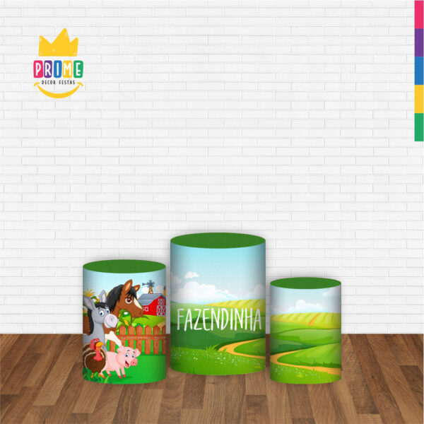 Trio Capa Cilindro Fazendinha 3D Em Tecido Com Elástico - Image 2